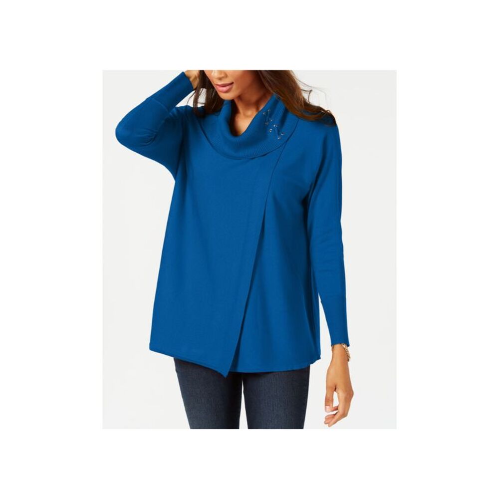 JM Collection Faux Wrap Cowl Neck Sweater